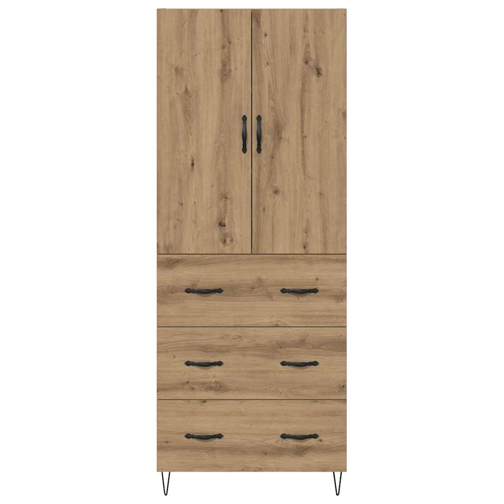 Highboard 2 pcs Artisan Egetræ Konstrueret træ og glas