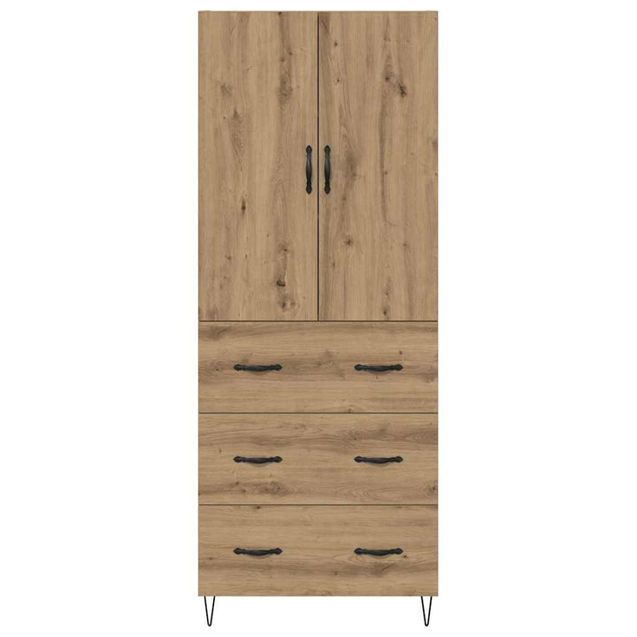 Highboard 2 pcs Artisan Egetræ Konstrueret træ og glas