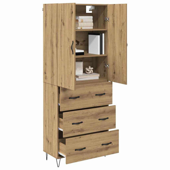 Highboard 2 pcs Artisan Egetræ Konstrueret træ og glas
