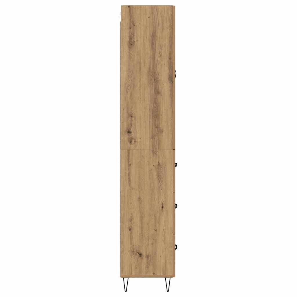 Highboard 2 pcs Artisan Egetræ Konstrueret træ og glas