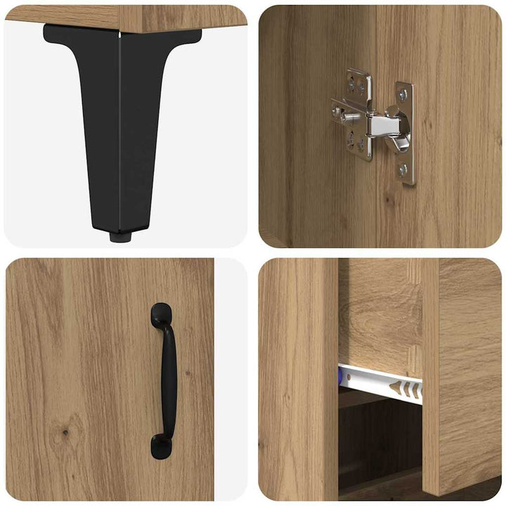 Highboard Artisan Egetræ 69,5 x 34 x 180 cm Konstrueret træ