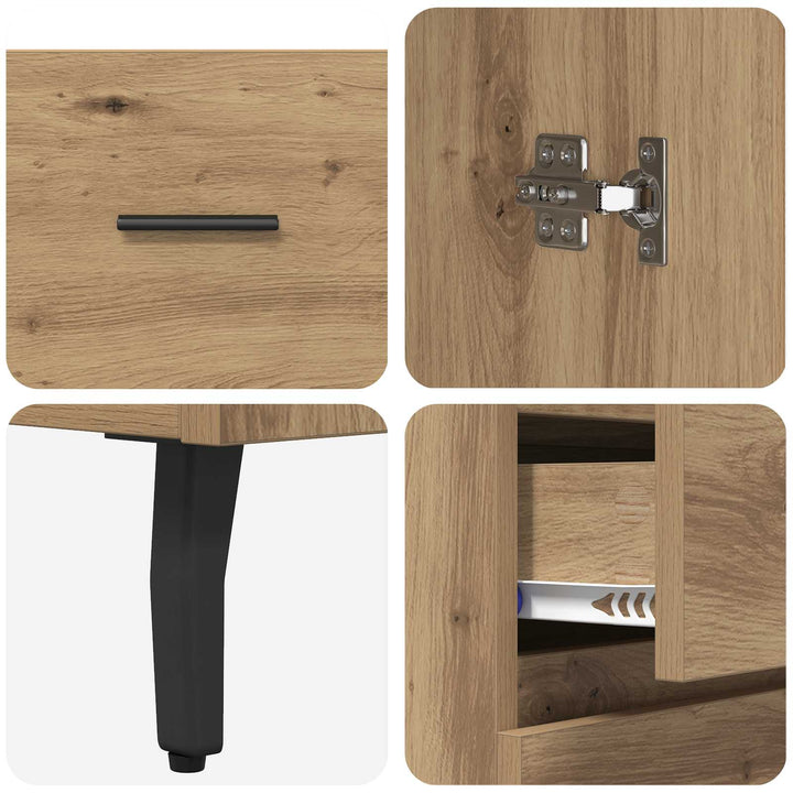 Highboard med skuffe 2 pcs Artisan Egetræ Konstrueret træ