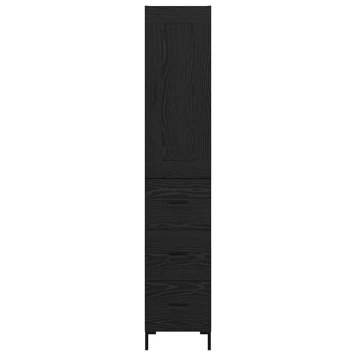 Highboard med skuffe Sort eg 34,5 x 34 x 180 cm Konstrueret træ