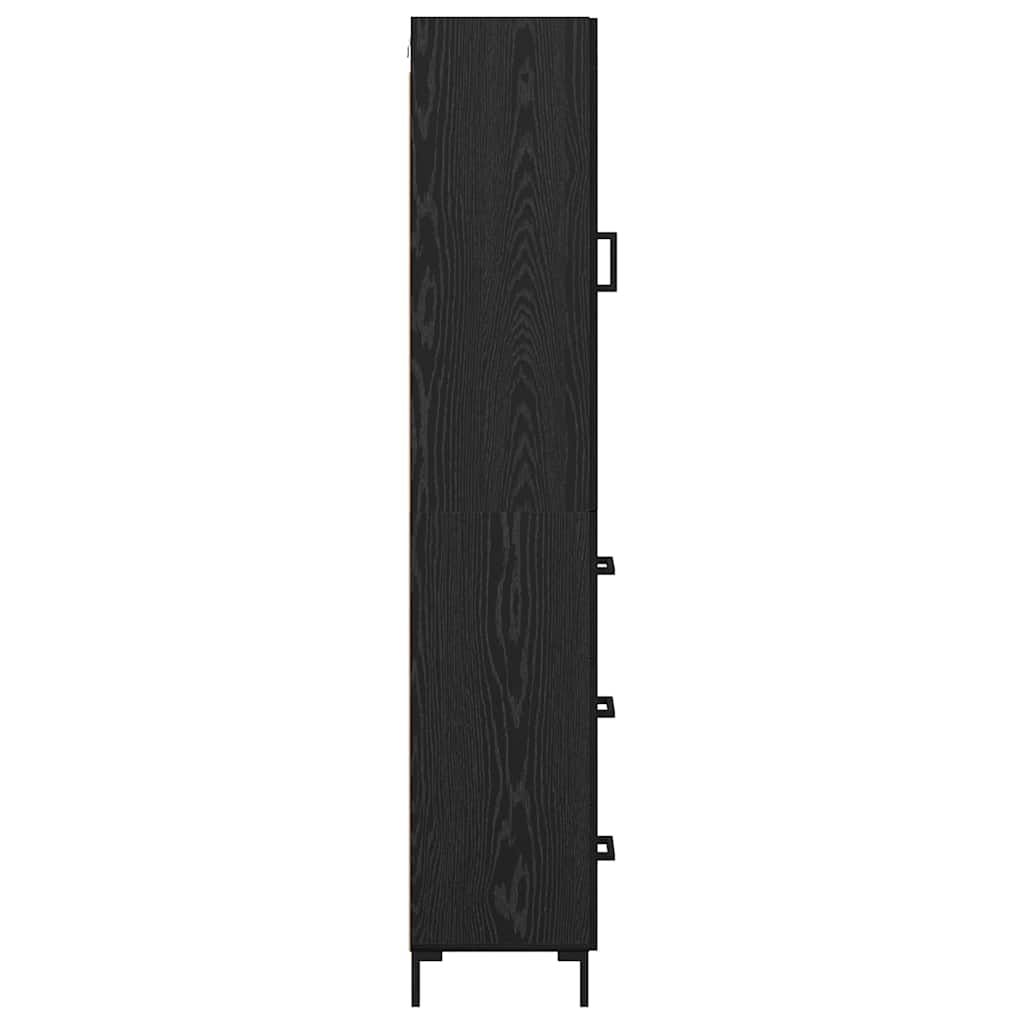 Highboard med skuffe Sort eg 34,5 x 34 x 180 cm Konstrueret træ