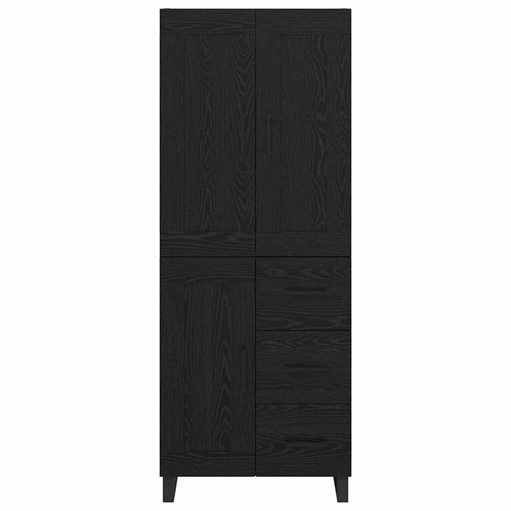 Highboard med skuffe Sort eg 69,5 x 34 x 180 cm Konstrueret træ