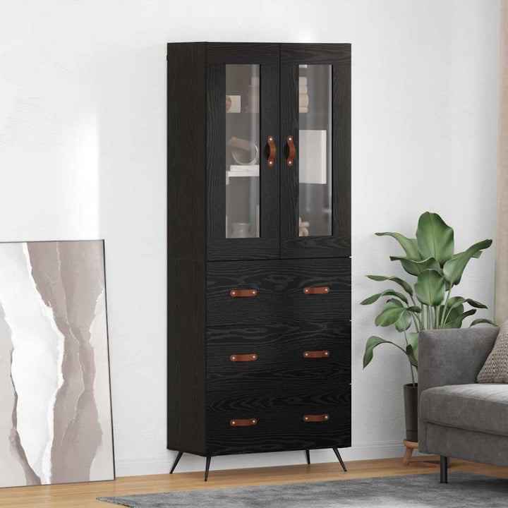 Højskab med hylde 2 stk. Sort eg 69,5 x 34 x 180 cm