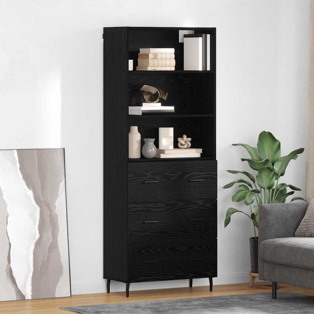 Highboard 2 stk. Sort eg 69,5 x 34 x 180 cm Konstrueret træ