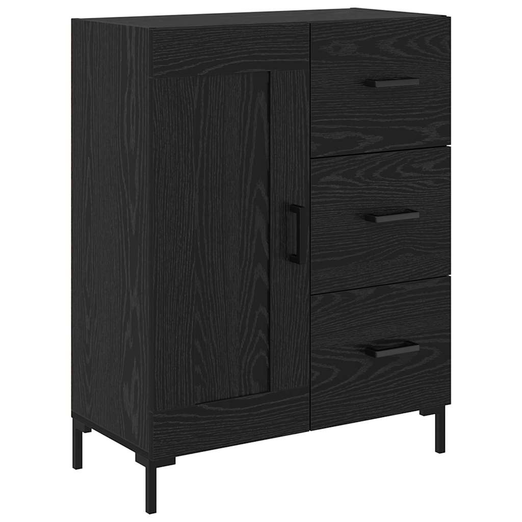 Highboard med skuffe Sort eg 69,5 x 34 x 180 cm Konstrueret træ