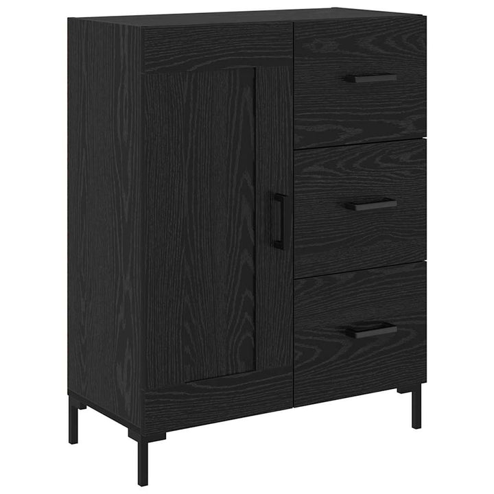 Highboard med skuffe Sort eg 69,5 x 34 x 180 cm Konstrueret træ