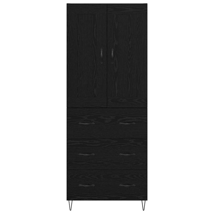 Highboard med skuffe Sort eg 69,5 x 34 x 180 cm Konstrueret træ