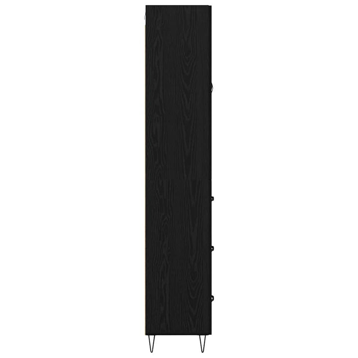 Highboard med skuffe Sort eg 69,5 x 34 x 180 cm Konstrueret træ
