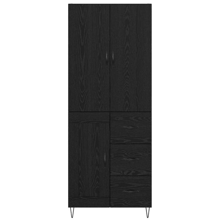 Highboard med skuffe 2 pcs Sort eg Konstrueret træ og glas
