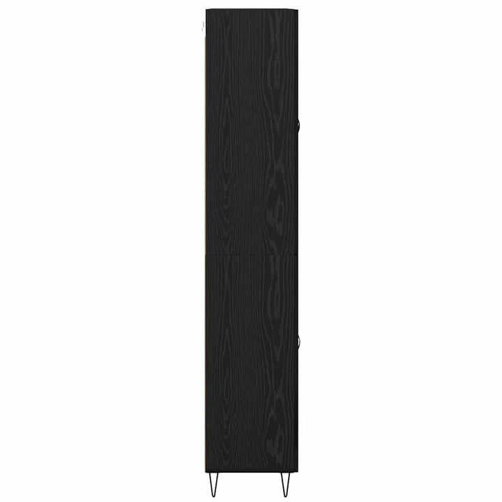 Highboard med skuffe 2 pcs Sort eg Konstrueret træ og glas