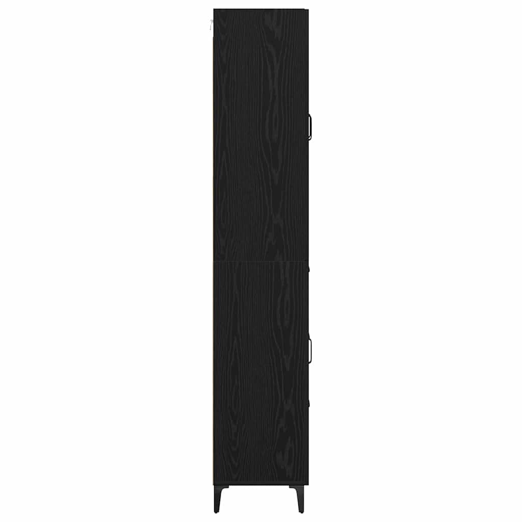 Highboard med skuffe Sort eg 69,5 x 34 x 180 cm Konstrueret træ