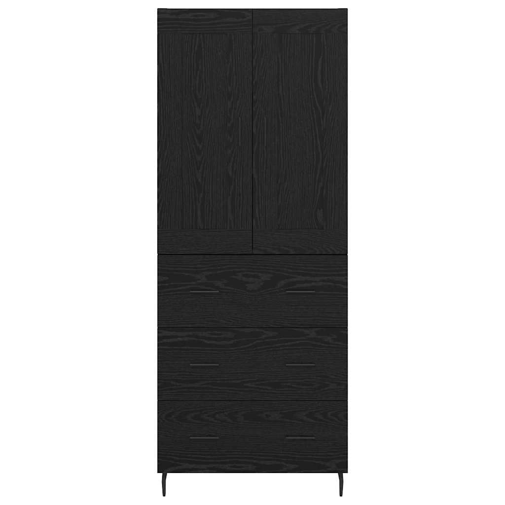 Highboard med skuffe 2 pcs Sort eg Konstrueret træ