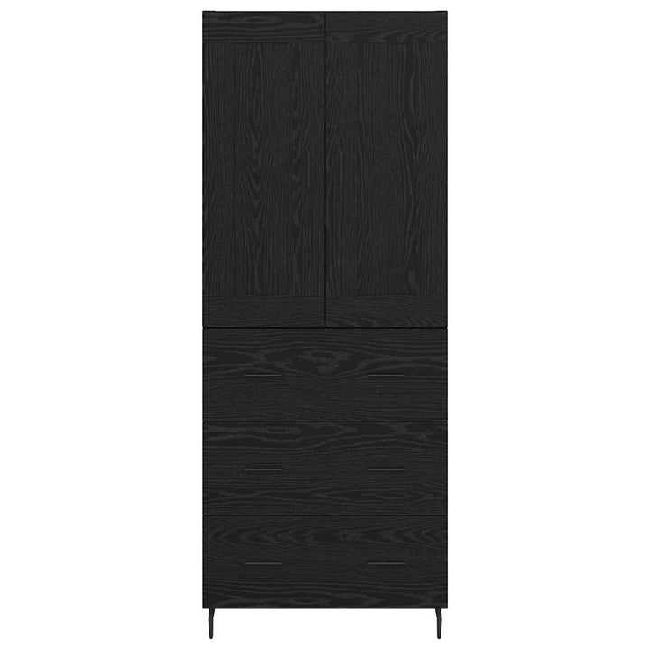 Highboard med skuffe 2 pcs Sort eg Konstrueret træ