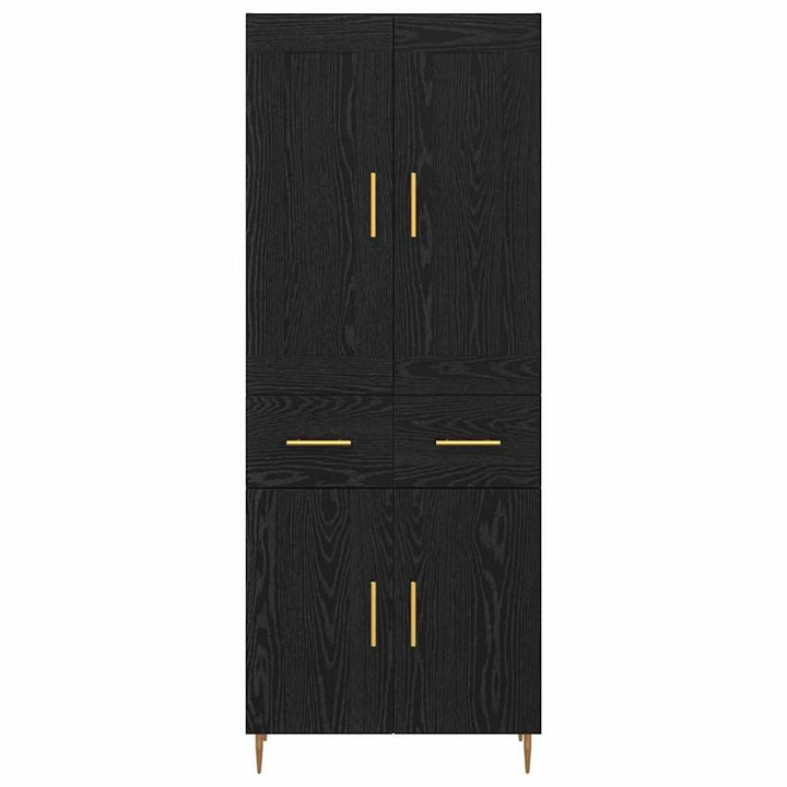 Highboard med skuffe Sort eg 69,5 x 34 x 180 cm Konstrueret træ