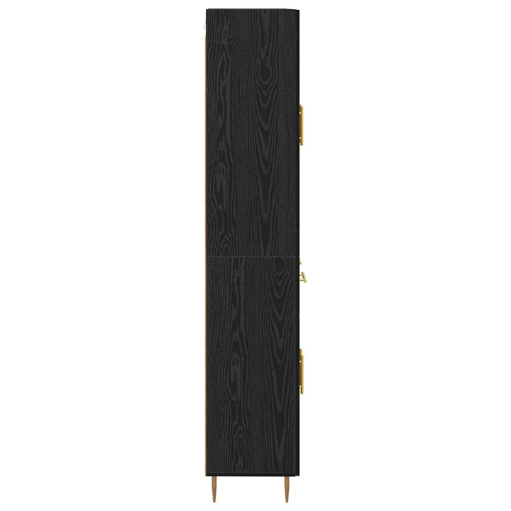 Highboard med skuffe Sort eg 69,5 x 34 x 180 cm Konstrueret træ