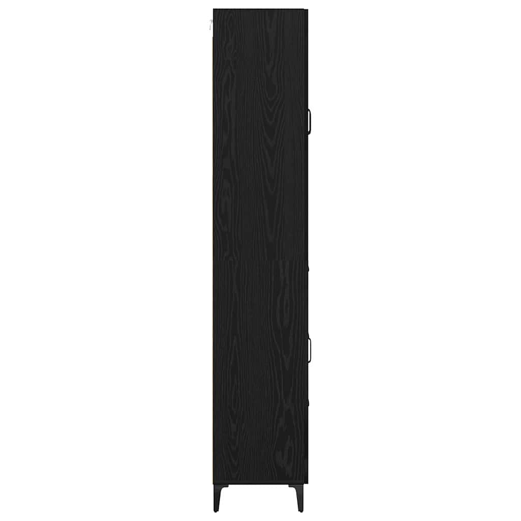 Highboard med skuffe Sort eg 69,5 x 34 x 180 cm Konstrueret træ
