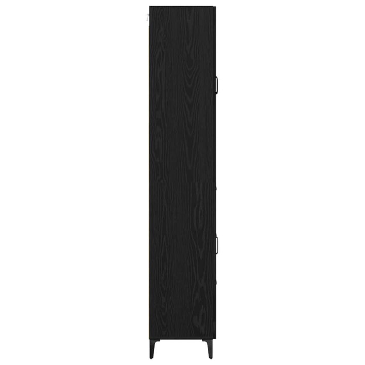 Highboard med skuffe Sort eg 69,5 x 34 x 180 cm Konstrueret træ