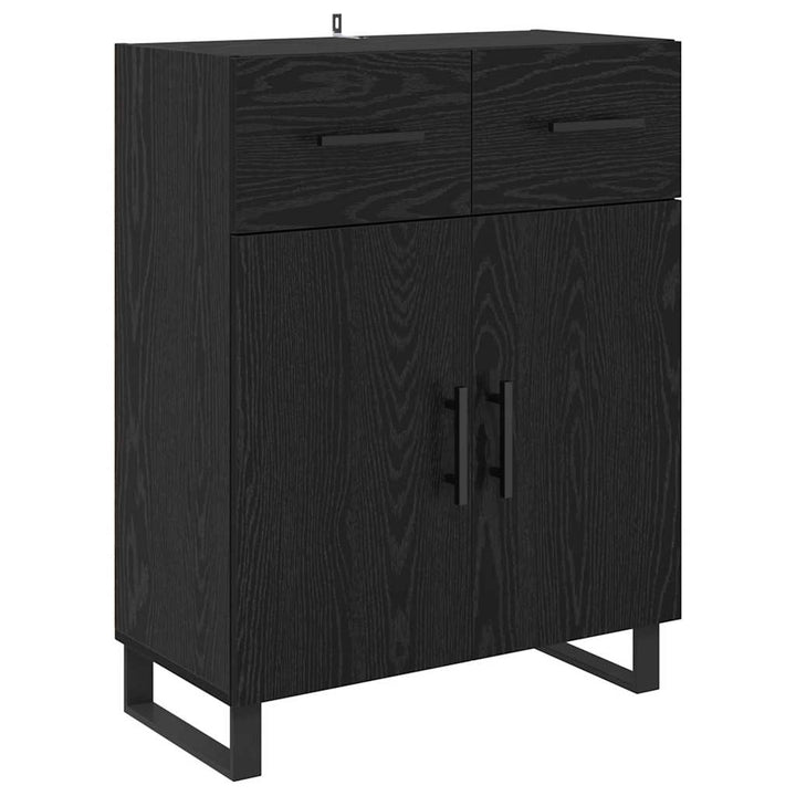 Highboard med skuffe 2 pcs Sort eg Ingeniørtræ og glas