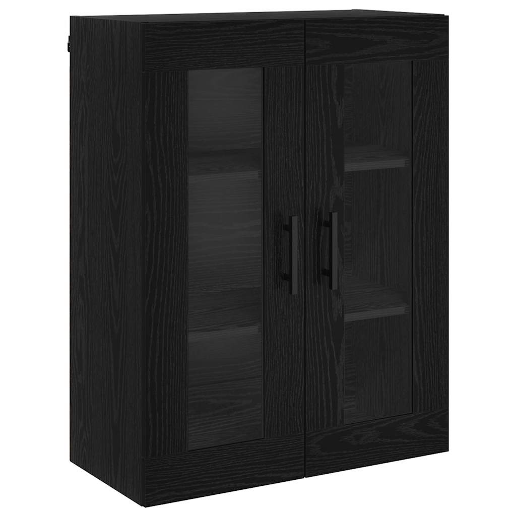 Highboard med skuffe 2 pcs Sort eg Ingeniørtræ og glas