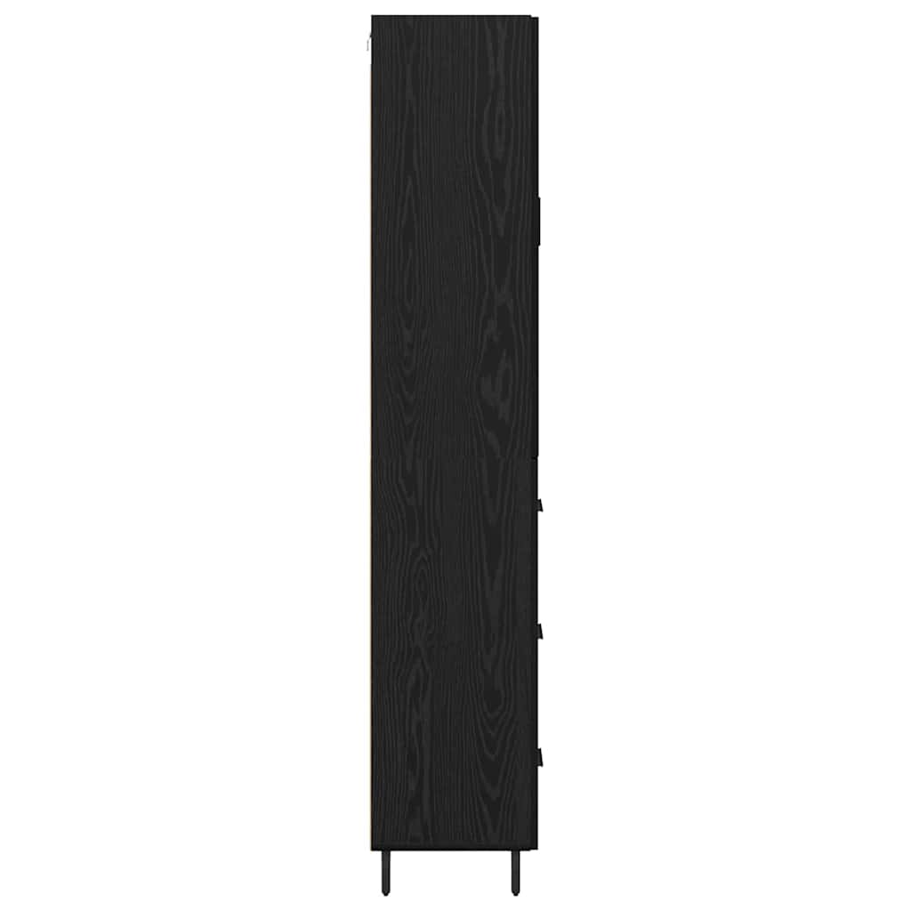 Highboard med skuffe 2 pcs Sort eg Ingeniørtræ og glas