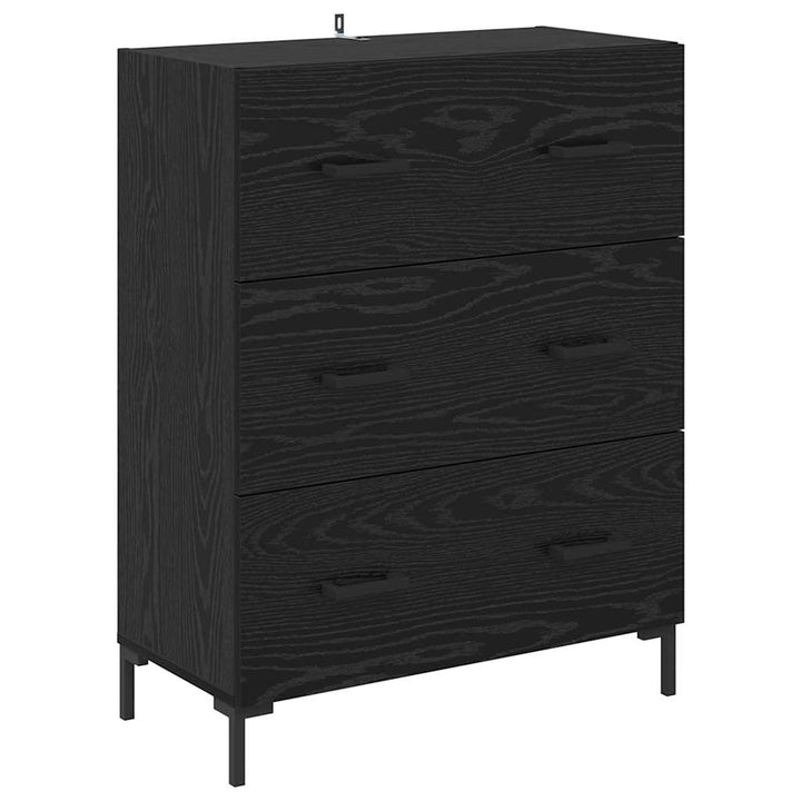 Highboard med skuffe Sort eg 69,5 x 34 x 180 cm Konstrueret træ