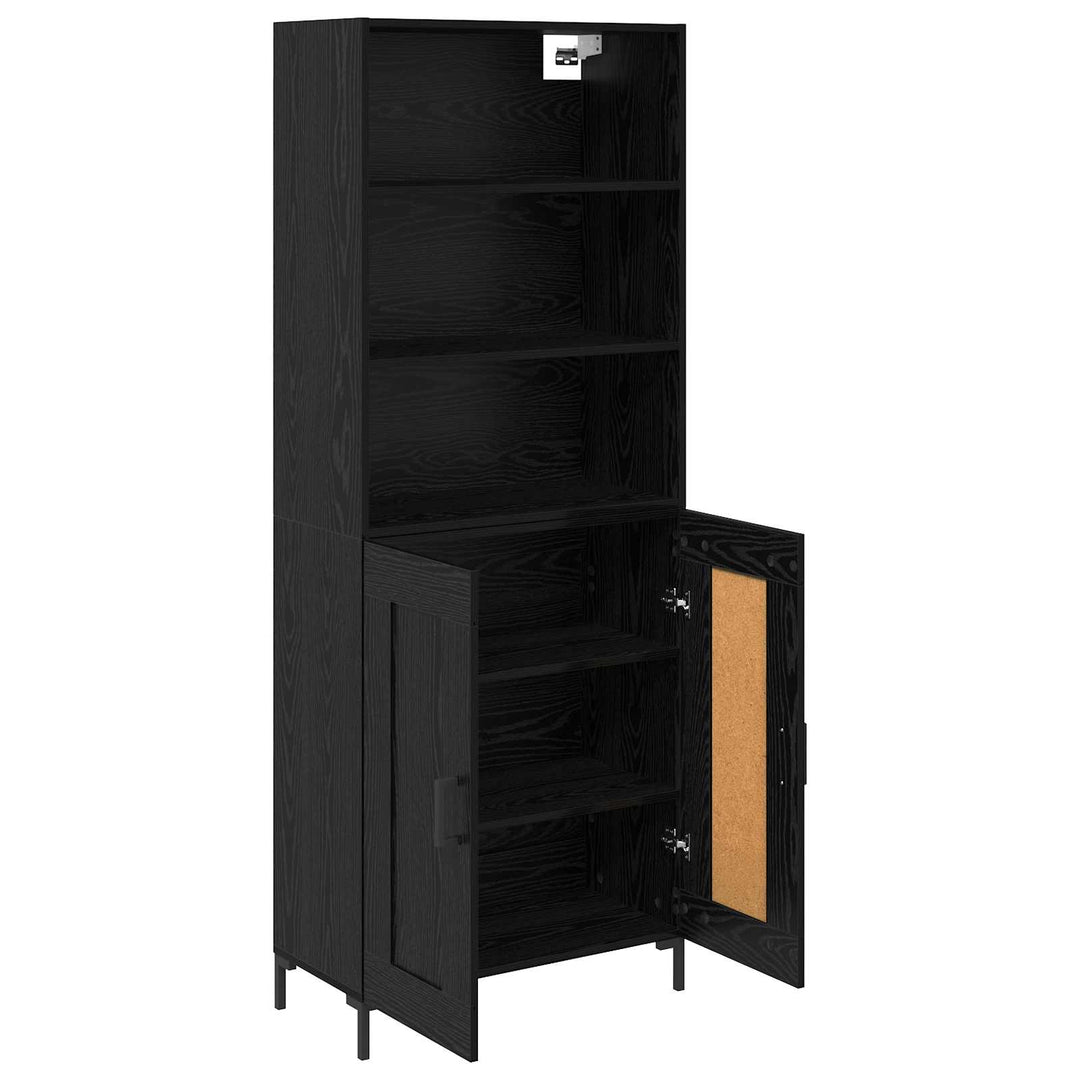 Highboard med skuffe Sort eg 69,5 x 34 x 180 cm Konstrueret træ