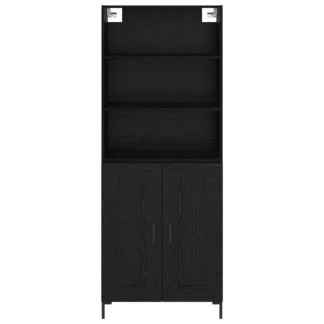 Highboard med skuffe Sort eg 69,5 x 34 x 180 cm Konstrueret træ