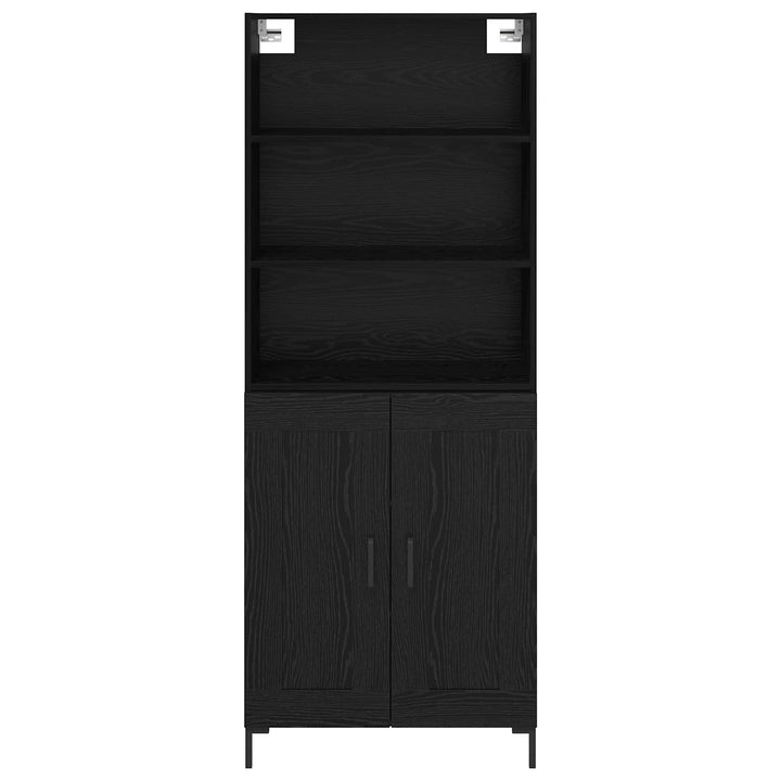 Highboard med skuffe Sort eg 69,5 x 34 x 180 cm Konstrueret træ