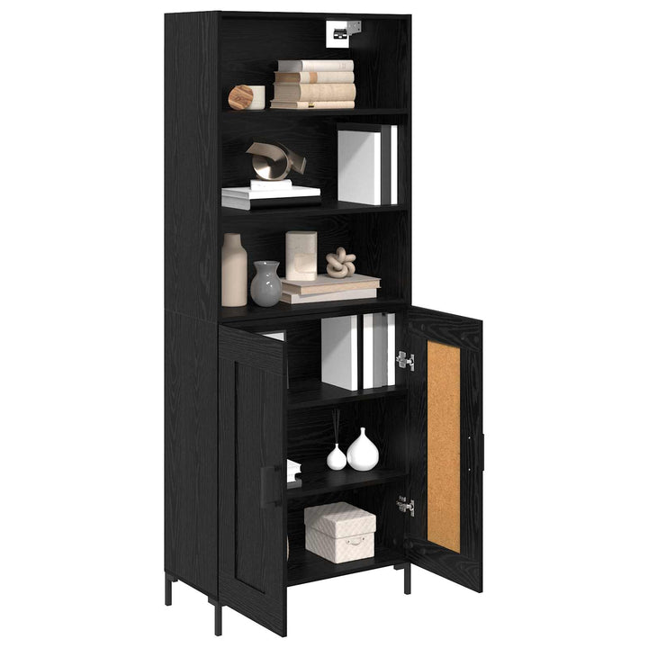 Highboard med skuffe Sort eg 69,5 x 34 x 180 cm Konstrueret træ