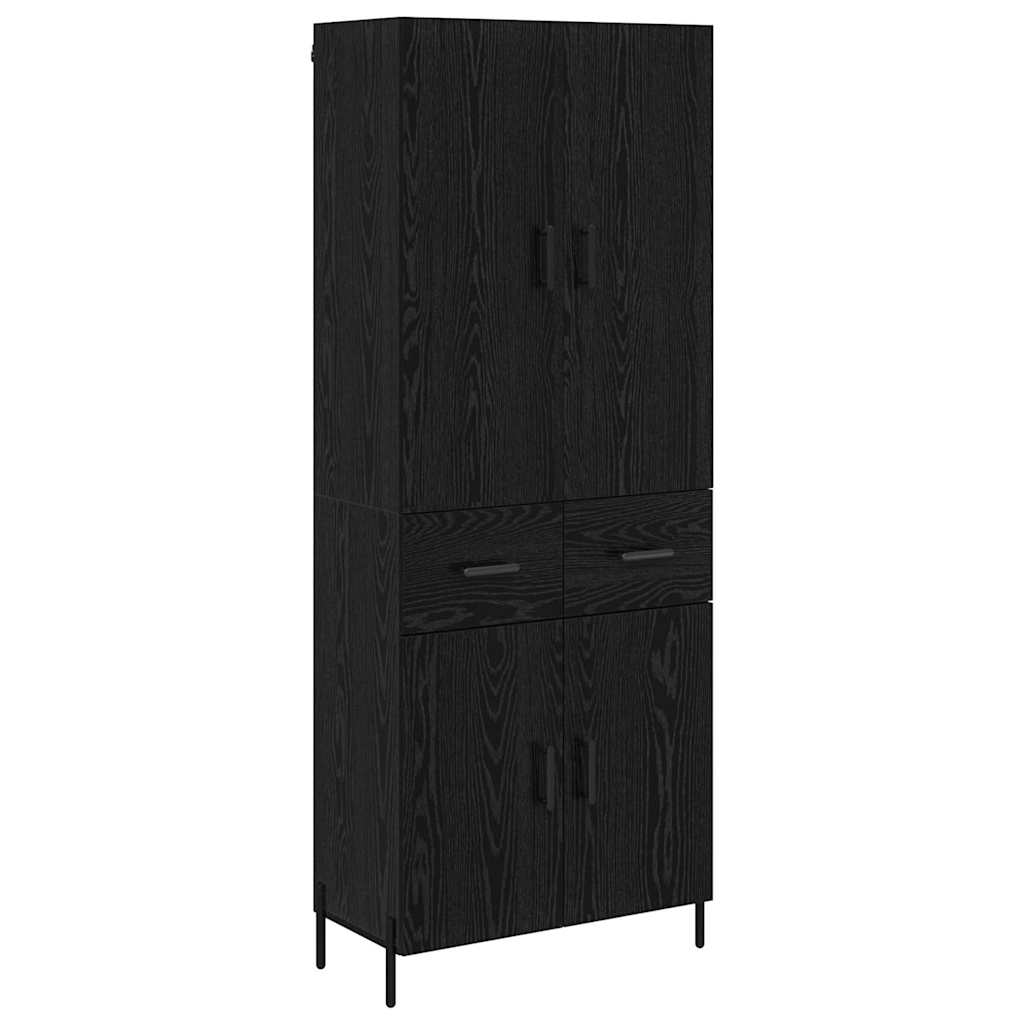 Highboard med skuffe Sort eg 69,5 x 34 x 180 cm Konstrueret træ
