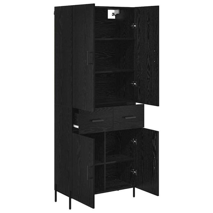 Highboard med skuffe Sort eg 69,5 x 34 x 180 cm Konstrueret træ