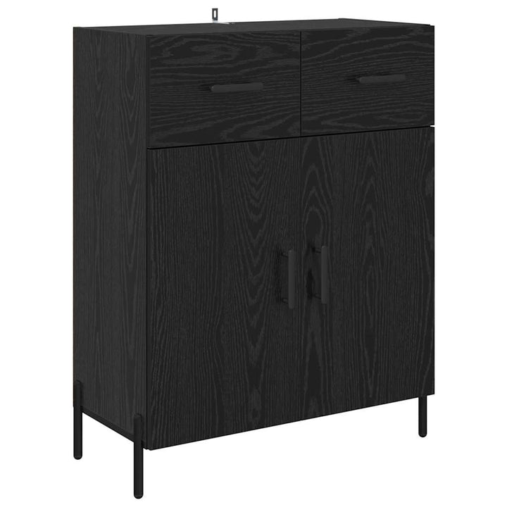 Highboard med skuffe Sort eg 69,5 x 34 x 180 cm Konstrueret træ