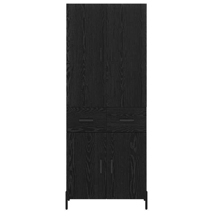 Highboard med skuffe Sort eg 69,5 x 34 x 180 cm Konstrueret træ
