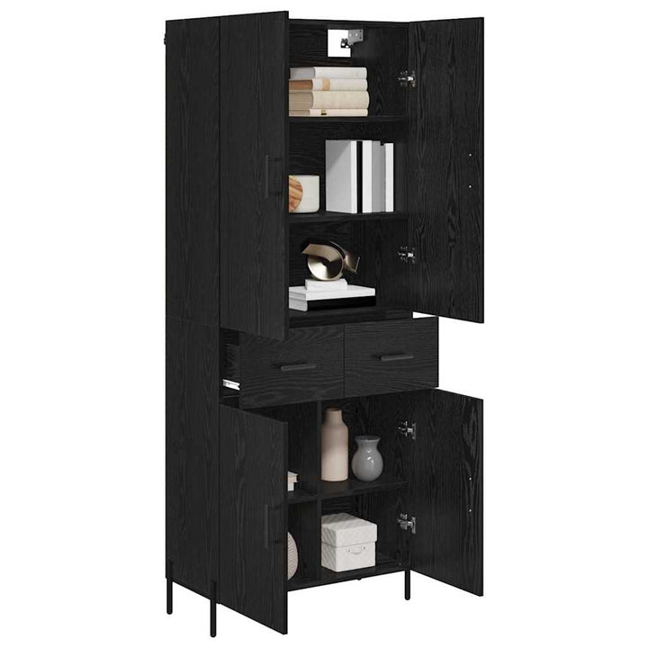 Highboard med skuffe Sort eg 69,5 x 34 x 180 cm Konstrueret træ