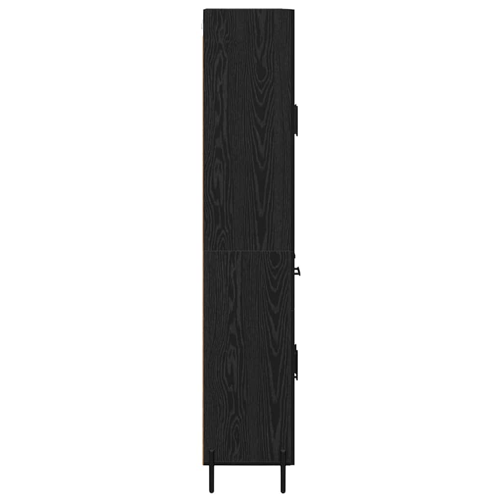 Highboard med skuffe Sort eg 69,5 x 34 x 180 cm Konstrueret træ