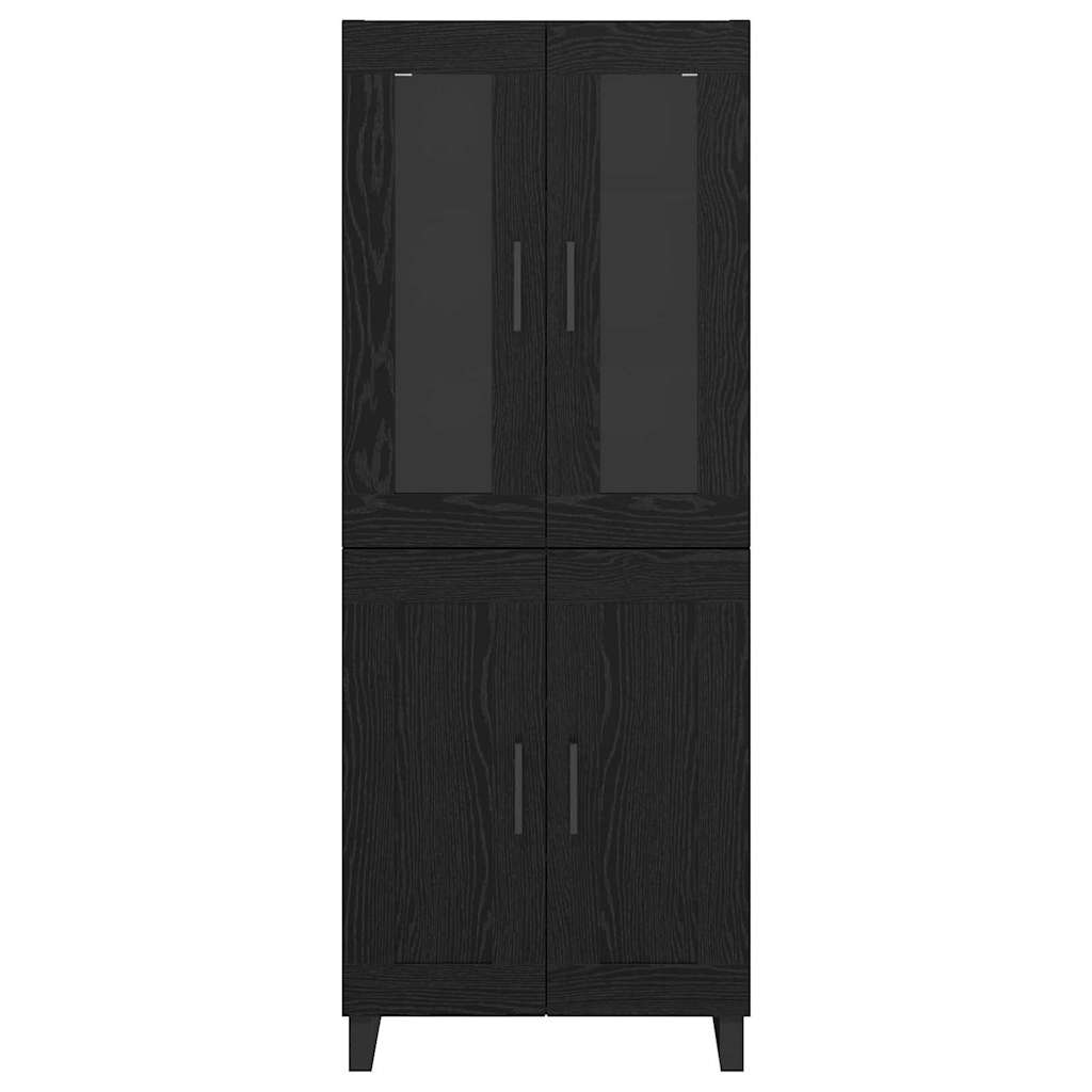 Highboard 2 pcs Sort eg Ingeniørtræ og glas