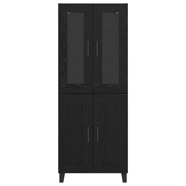 Highboard 2 pcs Sort eg Ingeniørtræ og glas