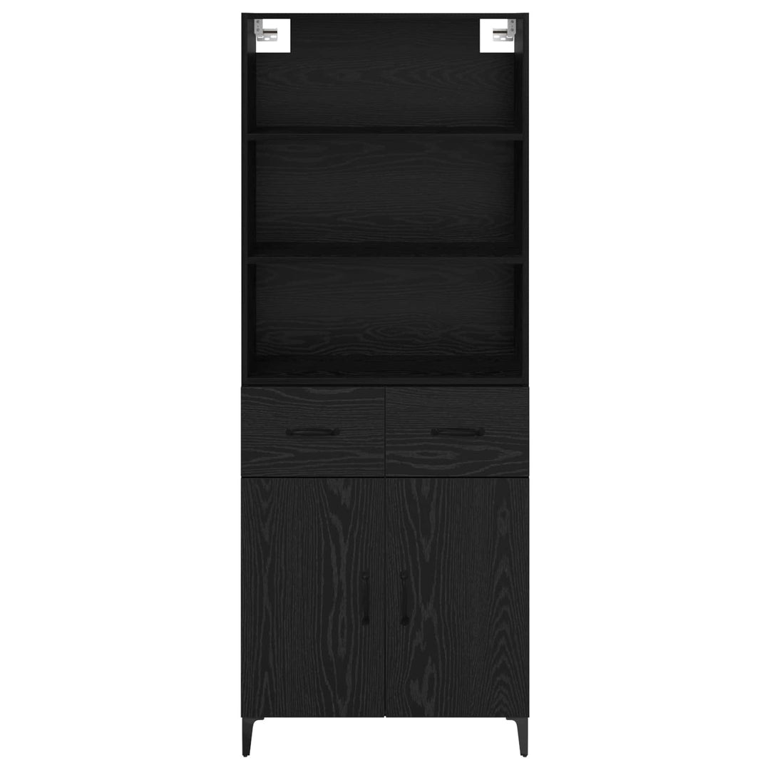 Highboard med skuffe Sort eg 69,5 x 34 x 180 cm Konstrueret træ