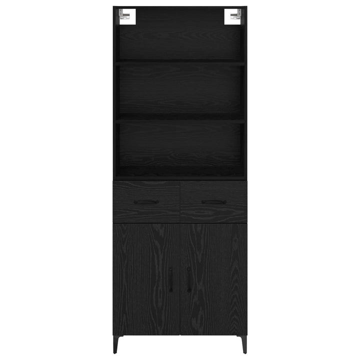 Highboard med skuffe Sort eg 69,5 x 34 x 180 cm Konstrueret træ