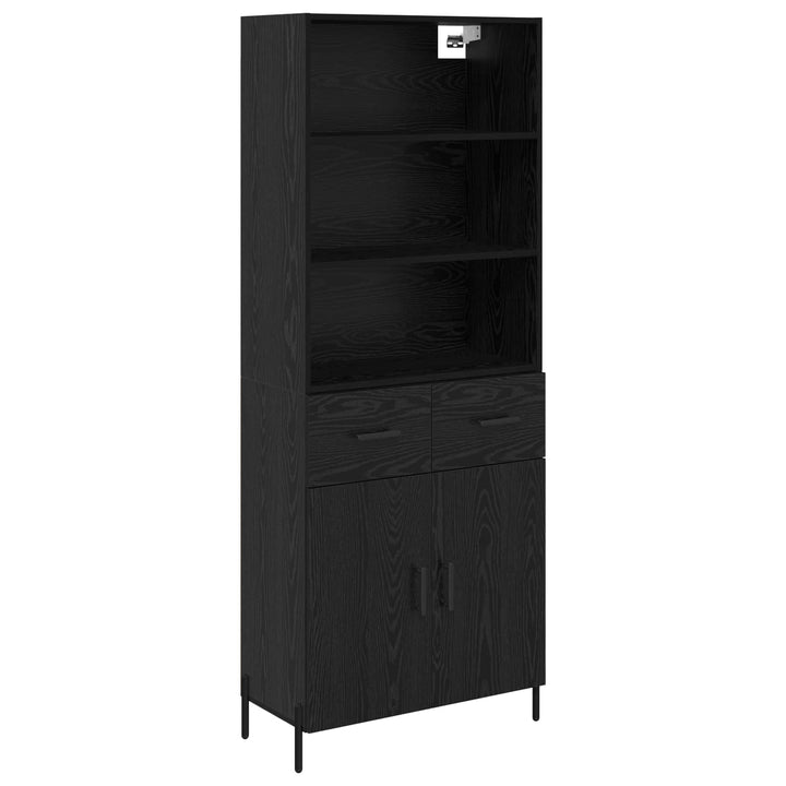 Highboard med skuffe Sort eg 69,5 x 34 x 180 cm Konstrueret træ