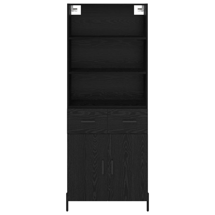 Highboard med skuffe Sort eg 69,5 x 34 x 180 cm Konstrueret træ