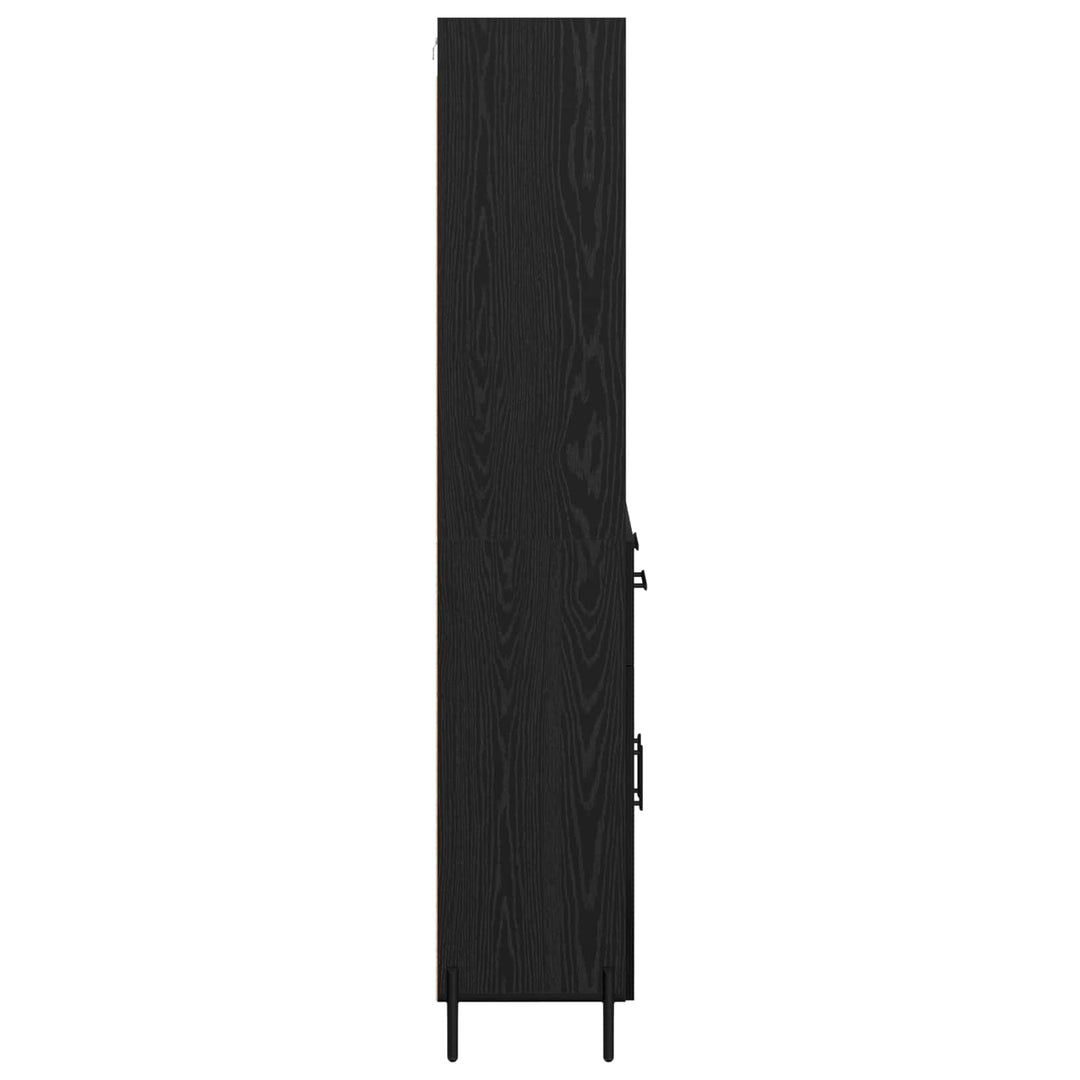 Highboard med skuffe Sort eg 69,5 x 34 x 180 cm Konstrueret træ