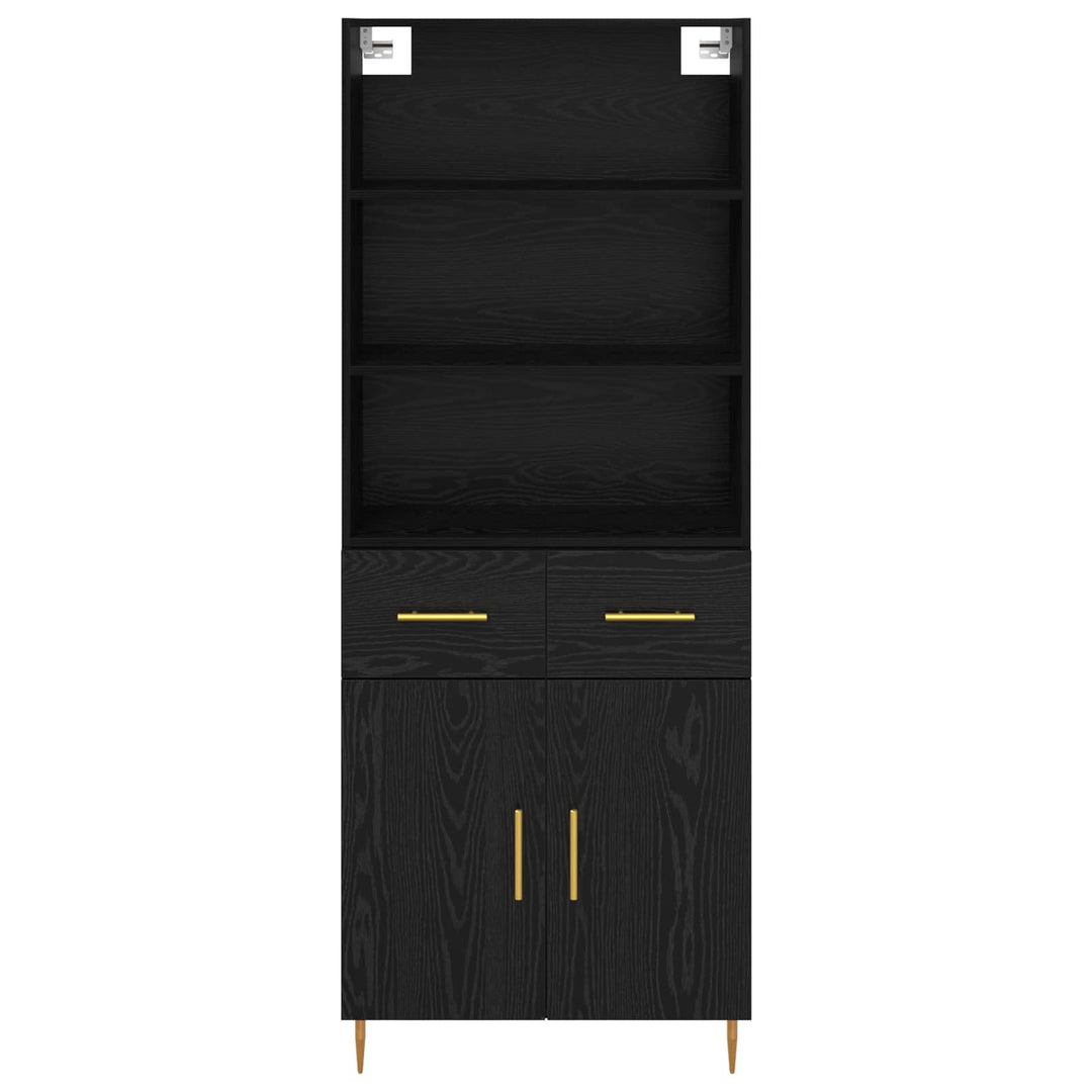 Highboard med skuffe Sort eg 69,5 x 34 x 180 cm Konstrueret træ