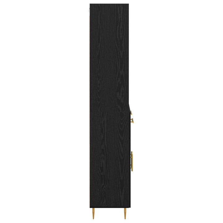 Highboard med skuffe Sort eg 69,5 x 34 x 180 cm Konstrueret træ