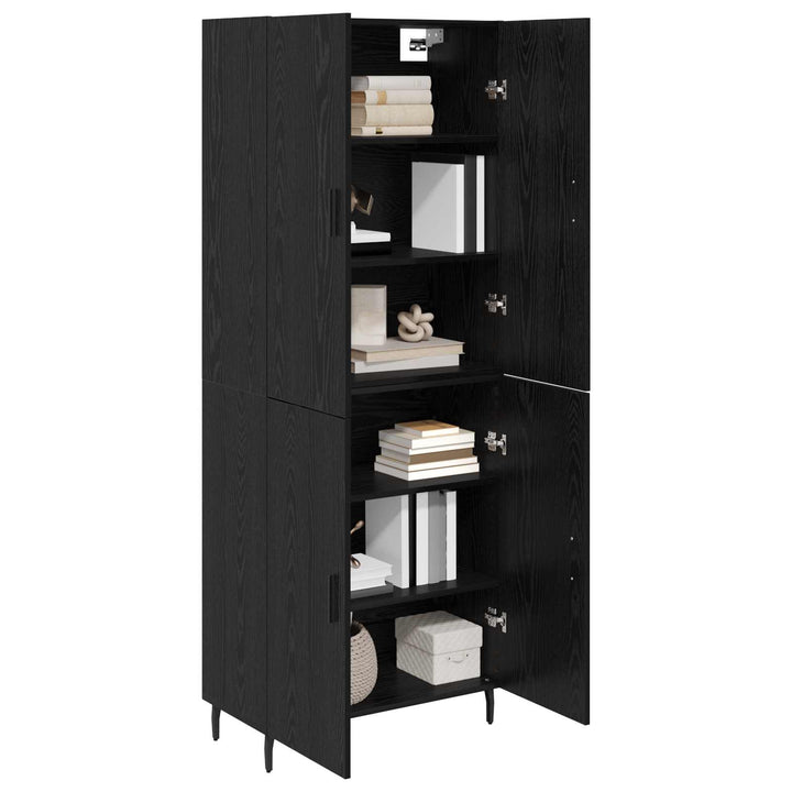 Highboard 2 pcs Sort eg Ingeniørtræ og glas