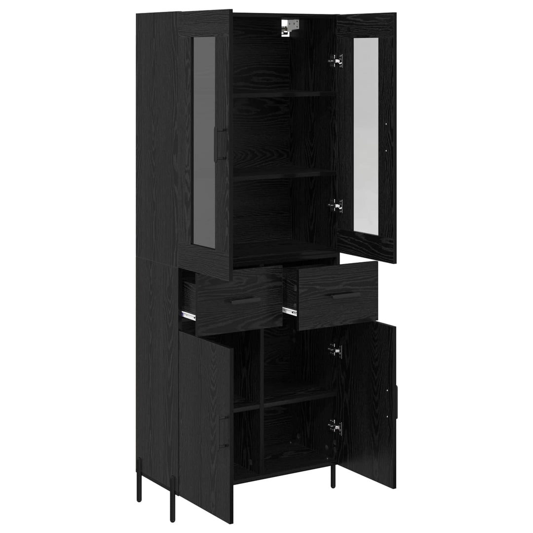 Highboard med skuffe Sort eg 69,5 x 34 x 180 cm Konstrueret træ