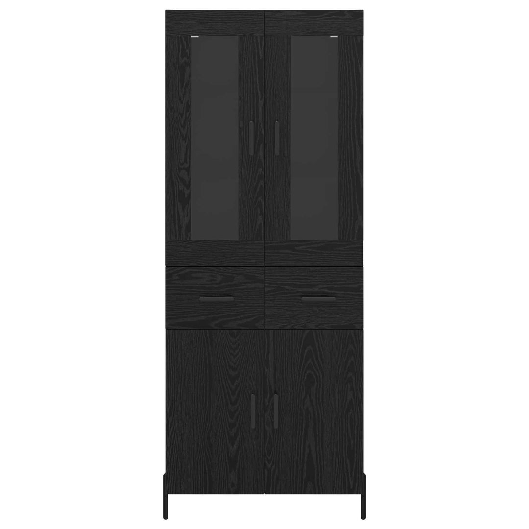Highboard med skuffe Sort eg 69,5 x 34 x 180 cm Konstrueret træ